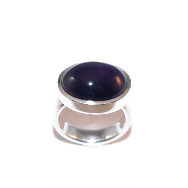 Ovaler Amethyst Ring – Handgefertigter Silberring in Größe 52