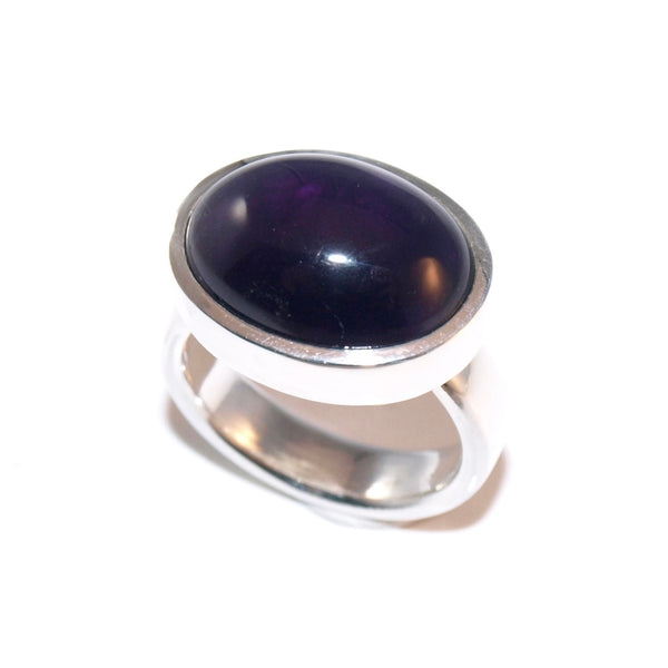 Ovaler Amethyst Ring – Handgefertigter Silberring in Größe 52