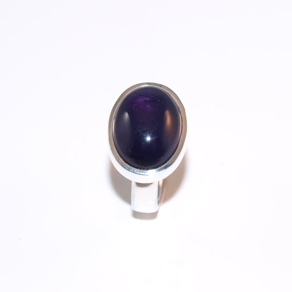 Ovaler Amethyst Ring – Handgefertigter Silberring in Größe 52