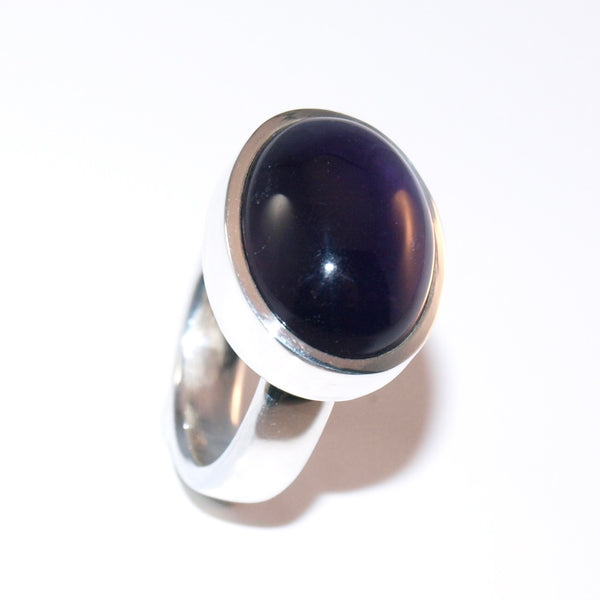 Ovaler Amethyst Ring – Handgefertigter Silberring in Größe 52