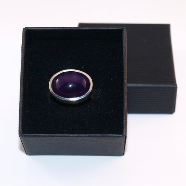 Ovaler Amethyst Ring – Handgefertigter Silberring in Größe 52
