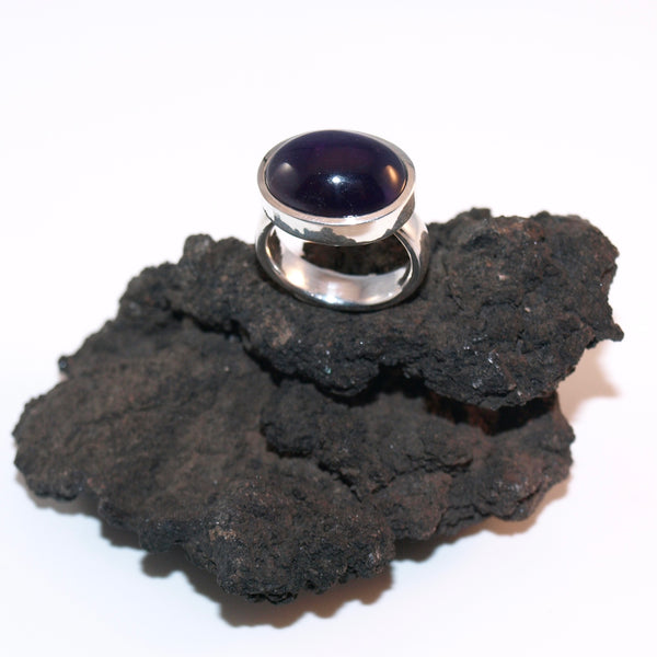 Ovaler Amethyst Ring – Handgefertigter Silberring in Größe 52