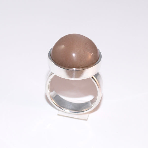 Der braun-graue Mondstein Ring! Größe 58.