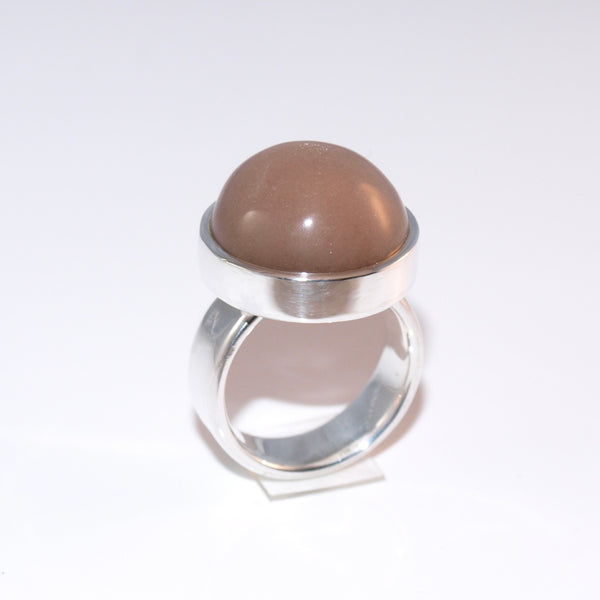 Der braun-graue Mondstein Ring! Größe 58.