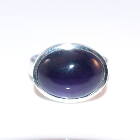 Ovaler Amethyst Ring – Handgefertigter Silberring in Größe 52